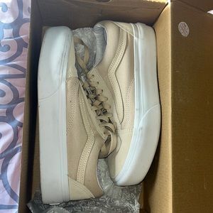 Beige Platform Vans Sneakers